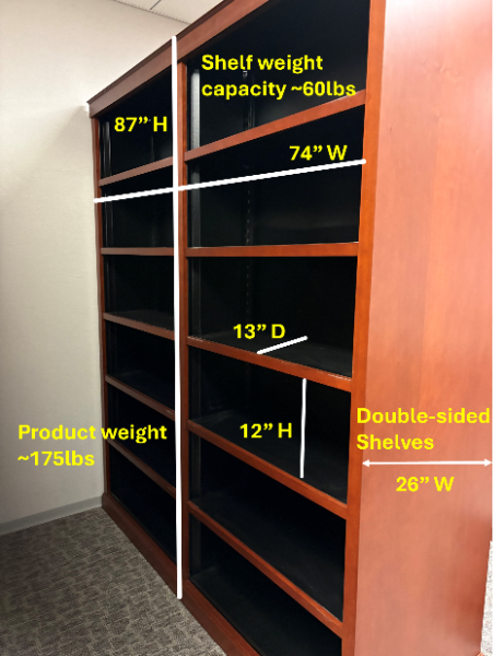 (6) double sided book shelf
