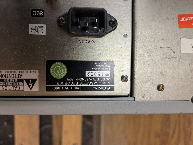 (1) Sony Video Cassette Recorder