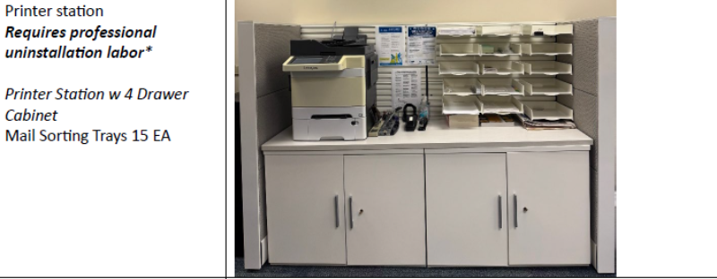 4 Drawer Cabinet and Mail Sorting Trays