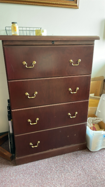 4 Drawer lateral file cabinet, wood laminate