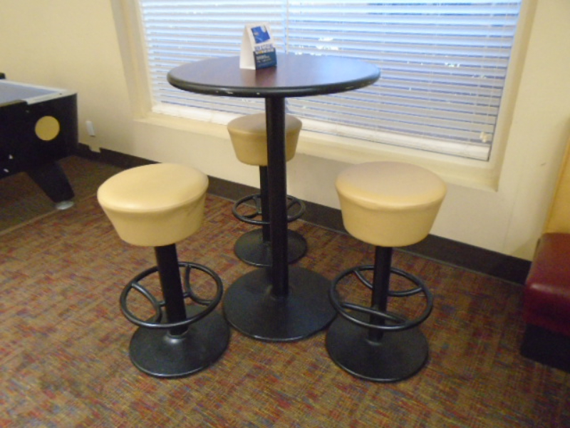Bowling Furniture: Cocktail Tables (2) and Cushion-Top Bar Chairs (7)