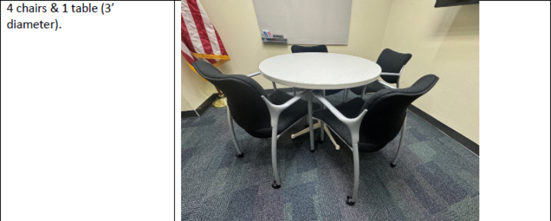 Teams table and chairs